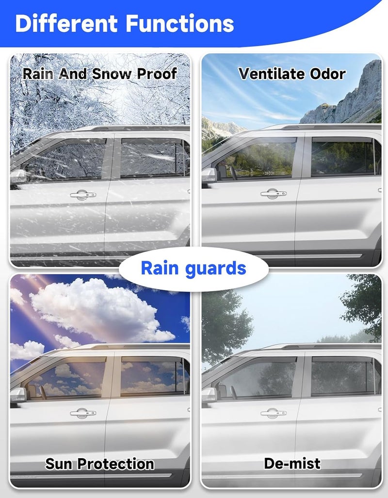 Breejoy in-Channel Window Rain Guards Fit for Ford Explorer 2011 2012 2013 2014 2015 2016 2017 2018 2019, Extra Durable Visors Vent Visors Window Deflector Vent Shades Car Accessories -4 pcs - Image 4